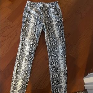 Fashion Nova Black and White Snake Print Cropped Jeans
